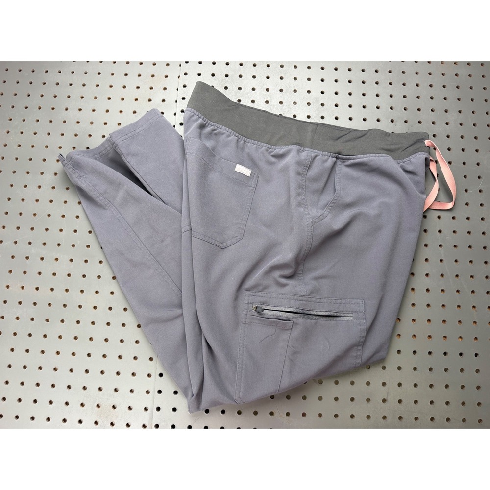 FIGS Technical Collection Graphite Gray Scrub Pants XL W23SW2019 Pink Drawstring